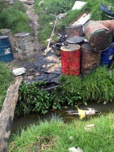 Motor Oil Draining into Creek in the Sacred Valley